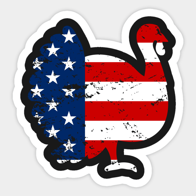 Patriotic Turkey American Flag Distressed Thanksgiving Sticker by CMDesign